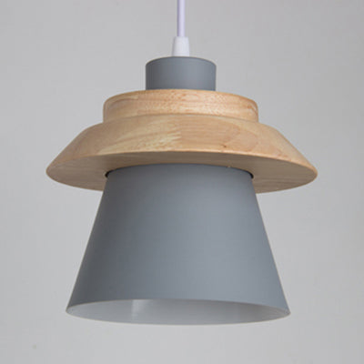 Asian Style Pendant Light With Wood Deco Metal - Coolie Shade Stairway Hanging 1