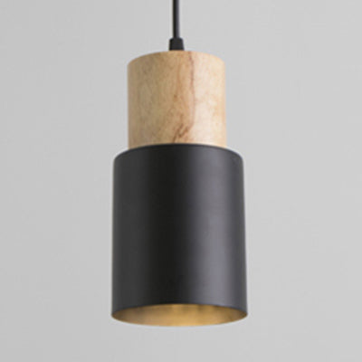 Modern Metal And Wood Hanging Lamp - 1 Light Pendant For Office Hallways