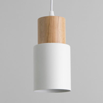Modern Metal And Wood Hanging Lamp - 1 Light Pendant For Office Hallways