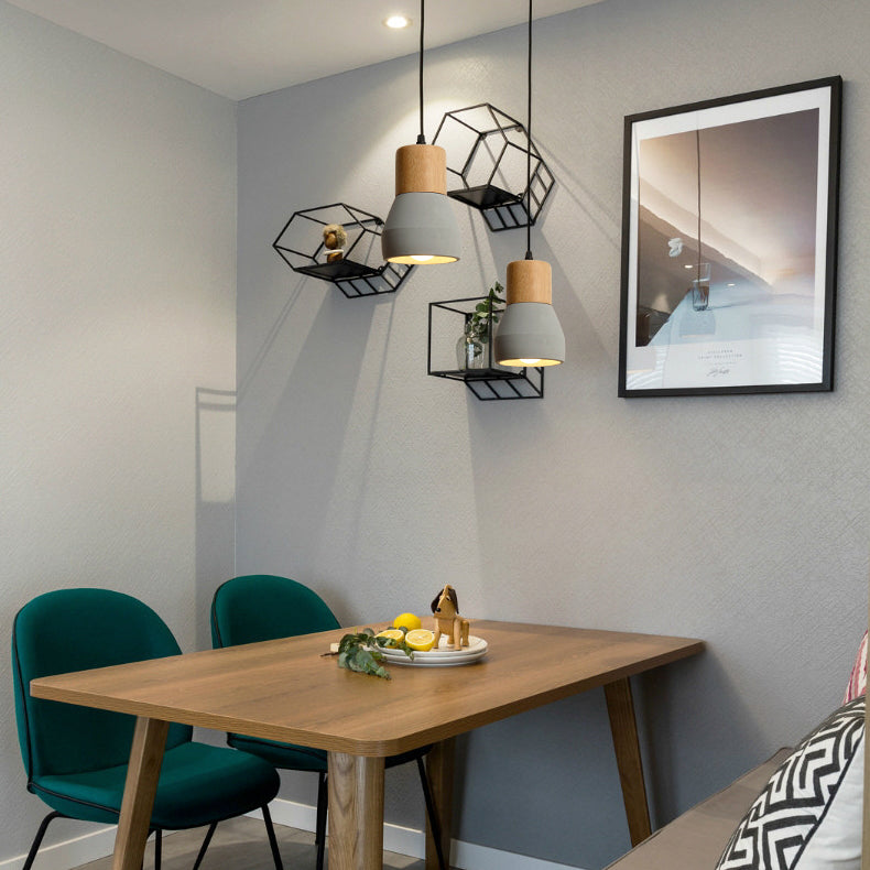 Nordic Style Cement Torch Pendant Lamp For Tea Station With Single Light