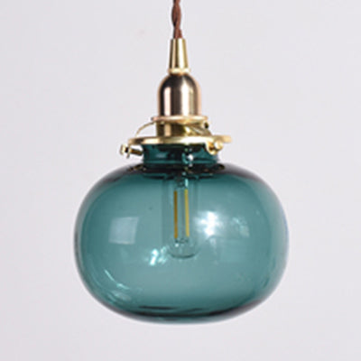 Stylish Oval Pendant Light In Brass With Glass Shade - Perfect For Cloth Shop Blue