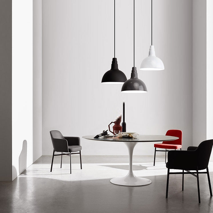 Nordic Style Bowl Hanging Light - Adjustable 1 Metal Pendant For Office And Study Room
