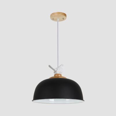 Nordic Hanging Pendant Light With Bird For Balcony - Aluminum Suspension Black