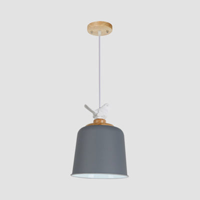 Modern Bird Aluminum Pendant Light With Empire Shade - Perfect For Porch Grey