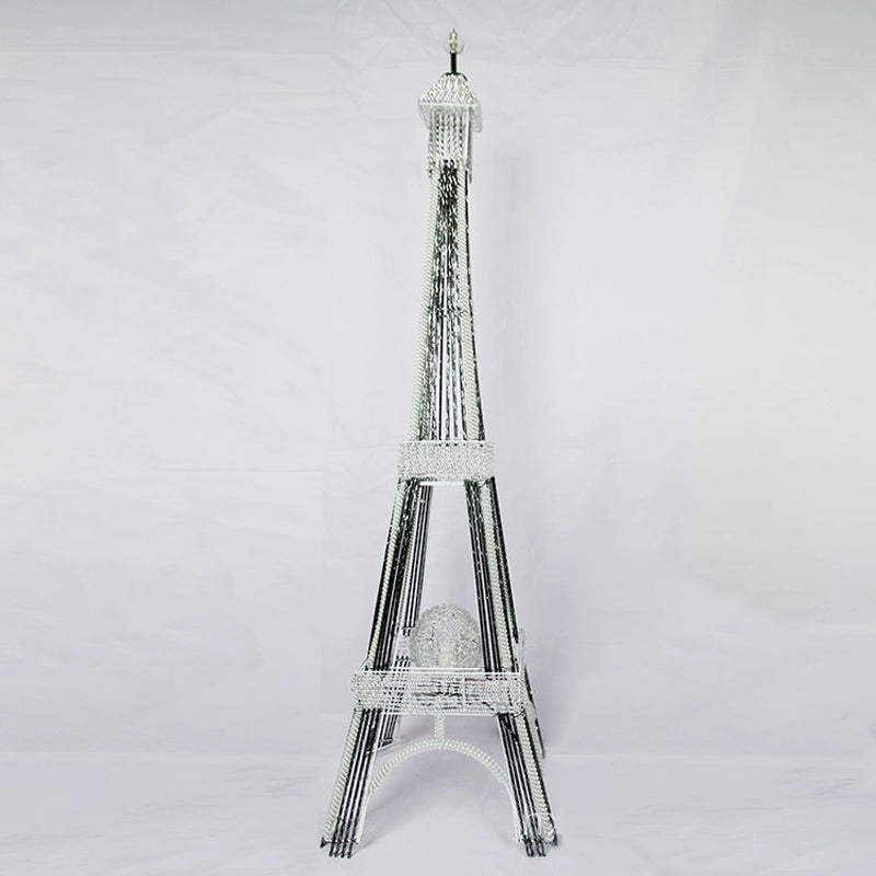 Metallic Tower Frame Led Floor Reading Lamp - Modern Art Decor For Bedroom Black/Silver