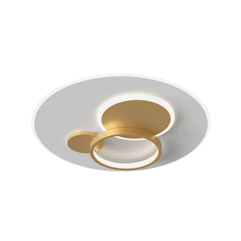 Circle Flush Mounted Led Light Fixture - 16’/19.5’ Diameter Simple Metal Design Black/Gold