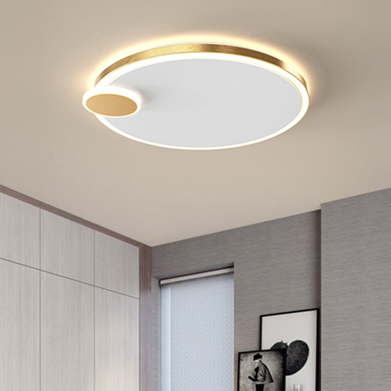 Round Metal Flush Lamp With Led In Black/Gold Finish | Warm/White Light 16/19.5 Diameter Gold / 16