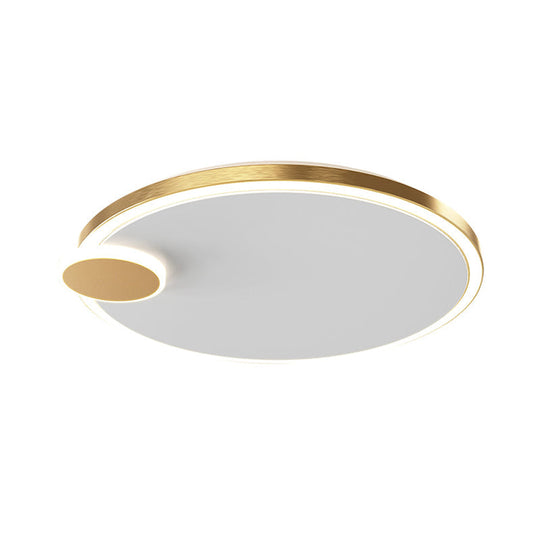 Round Metal Flush Lamp With Led In Black/Gold Finish | Warm/White Light 16’/19.5’ Diameter