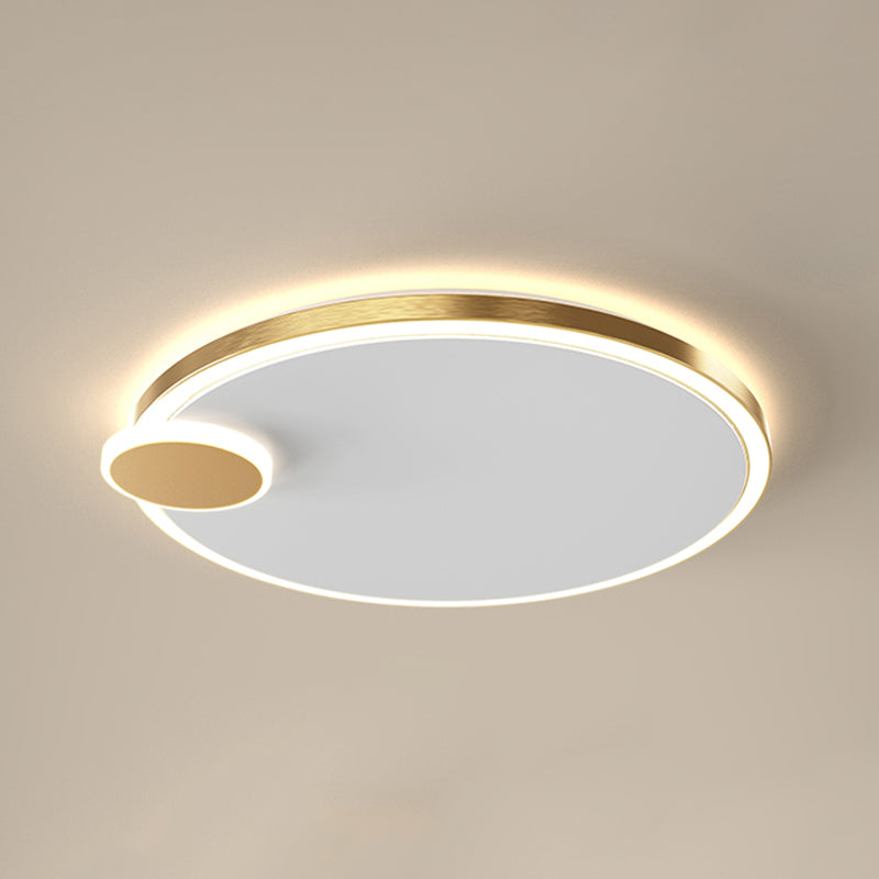 Round Metal Flush Lamp With Led In Black/Gold Finish | Warm/White Light 16/19.5 Diameter