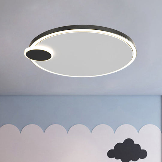 Round Metal Flush Lamp With Led In Black/Gold Finish | Warm/White Light 16’/19.5’ Diameter