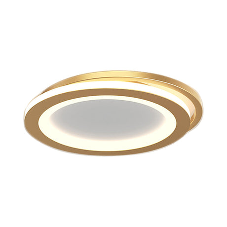 Modern Ceiling Mounted Flush Lighting In Black/Gold - Round/Square Metal Led Fixture For Hallways