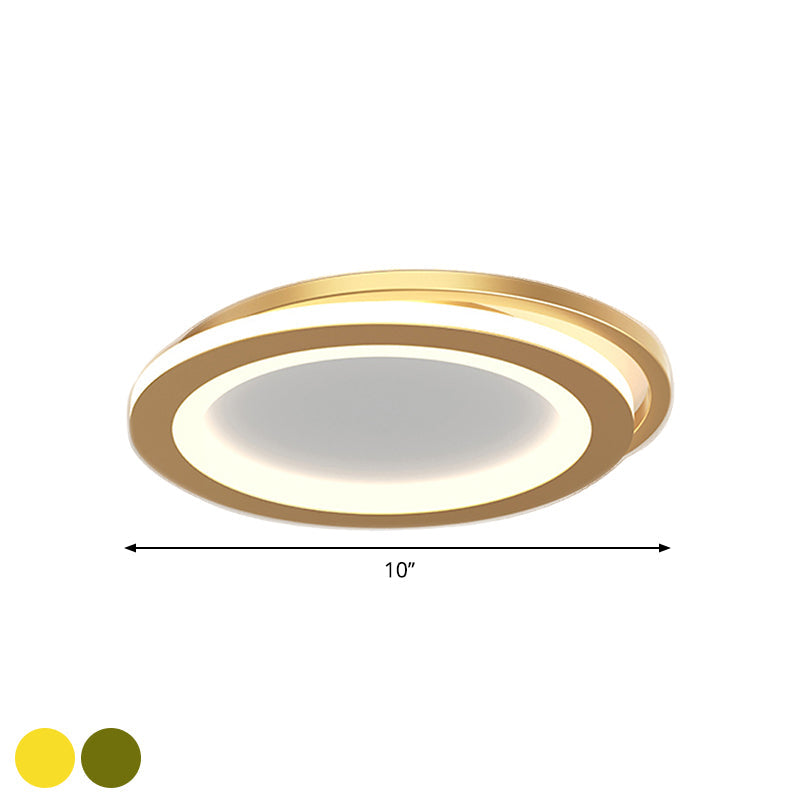 Modern Ceiling Mounted Flush Lighting In Black/Gold - Round/Square Metal Led Fixture For Hallways