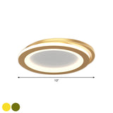 Modern Ceiling Mounted Flush Lighting In Black/Gold - Round/Square Metal Led Fixture For Hallways