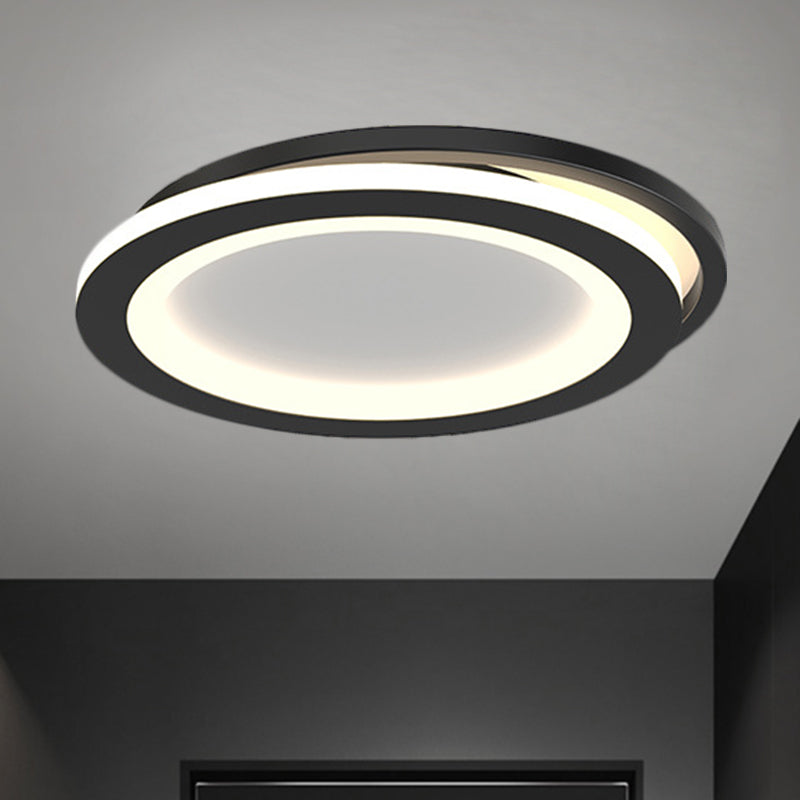 Modern Ceiling Mounted Flush Lighting In Black/Gold - Round/Square Metal Led Fixture For Hallways