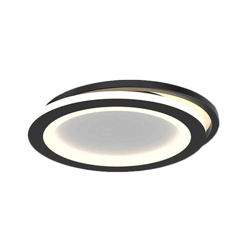 Modern Ceiling Mounted Flush Lighting In Black/Gold - Round/Square Metal Led Fixture For Hallways
