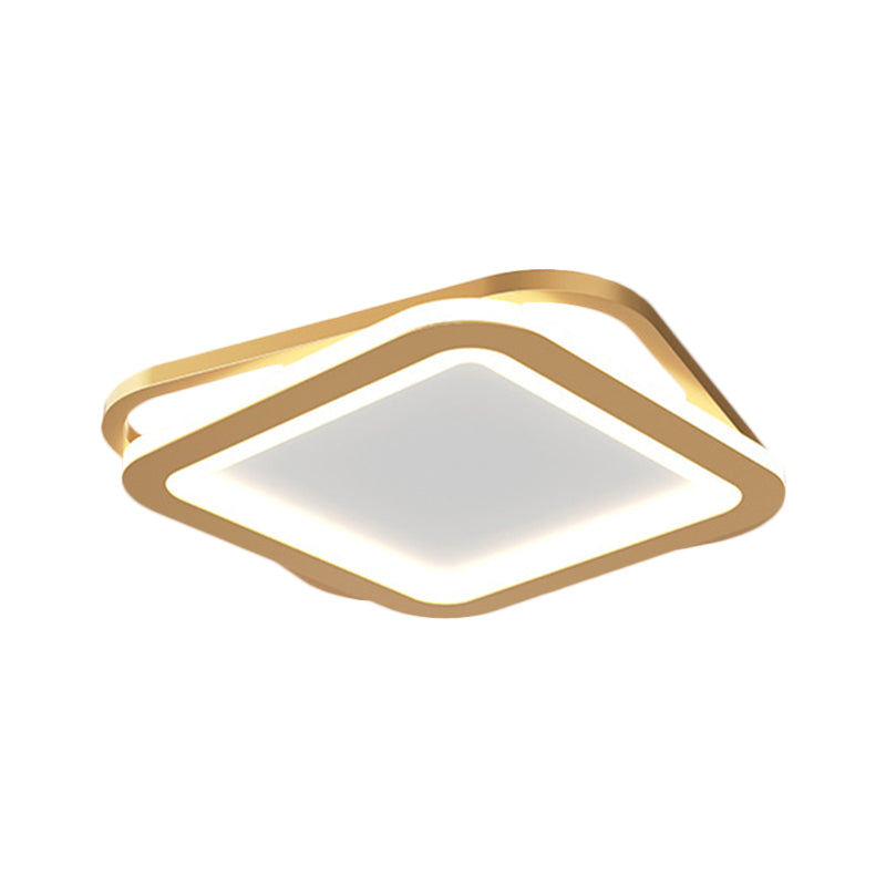 Modern Ceiling Mounted Flush Lighting In Black/Gold - Round/Square Metal Led Fixture For Hallways