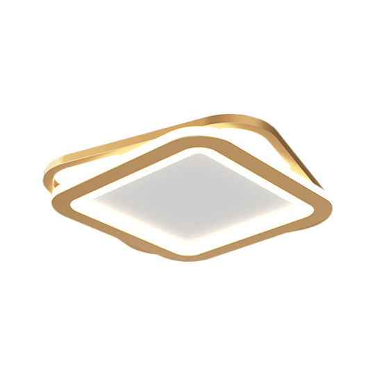 Modern Ceiling Mounted Flush Lighting In Black/Gold - Round/Square Metal Led Fixture For Hallways