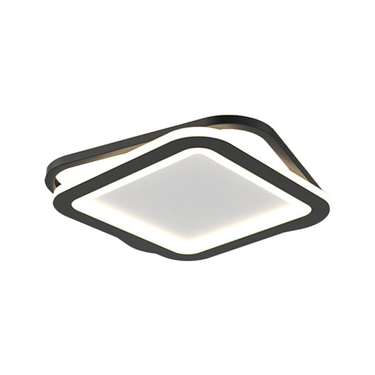 Modern Ceiling Mounted Flush Lighting In Black/Gold - Round/Square Metal Led Fixture For Hallways