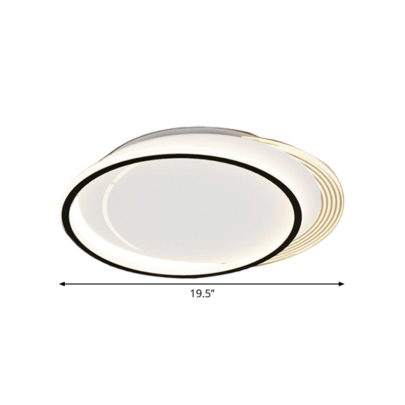 Metallic Circle Flush Mount Led Ceiling Light In Black - White For Bedroom