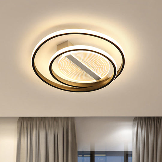 Simplicity Dual Ring Flush Mount Led Light - White & Gold Warm/White 16/19.5 Width