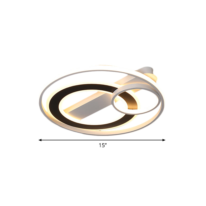 Halo Ring Modern Black - White Led Ceiling Lamp Fixture - Metallic Flush Lighting In Warm/White