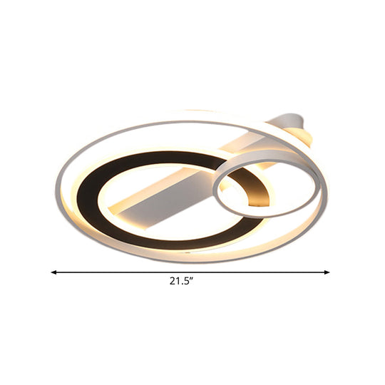 Halo Ring Modern Black - White Led Ceiling Lamp Fixture - Metallic Flush Lighting In Warm/White