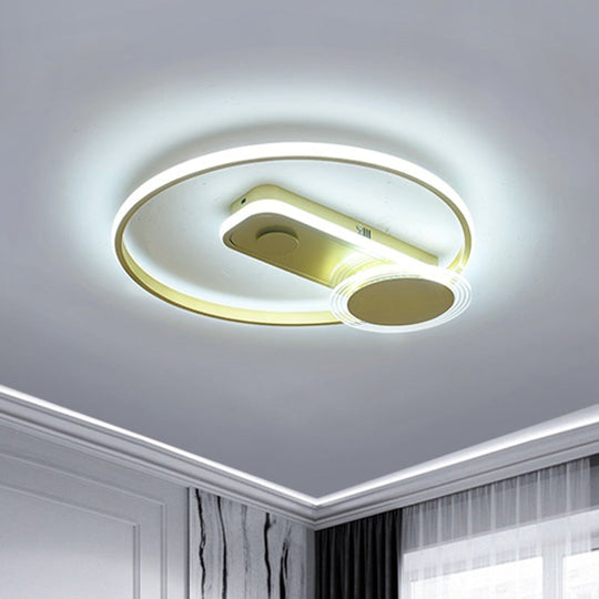 Minimal Black/Gold Metallic Hoop Led Flush Mount Light 16’/19.5’ Wide Gold / 16’