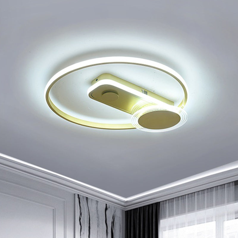 Minimal Black/Gold Metallic Hoop Led Flush Mount Light 16/19.5 Wide Gold / 16