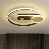 Minimal Black/Gold Metallic Hoop Led Flush Mount Light 16/19.5 Wide