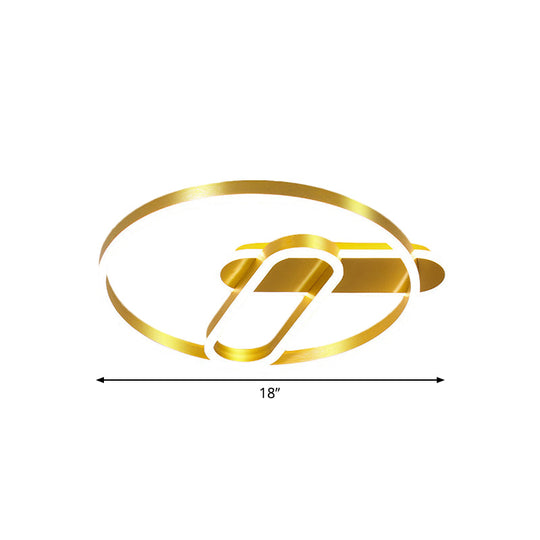 Modern 18/21.5 Gold Ring Ceiling Flush Mount Led Metal Light In Warm/White