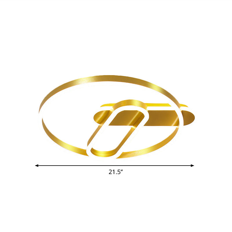 Modern 18’/21.5’ Gold Ring Ceiling Flush Mount Led Metal Light In Warm/White