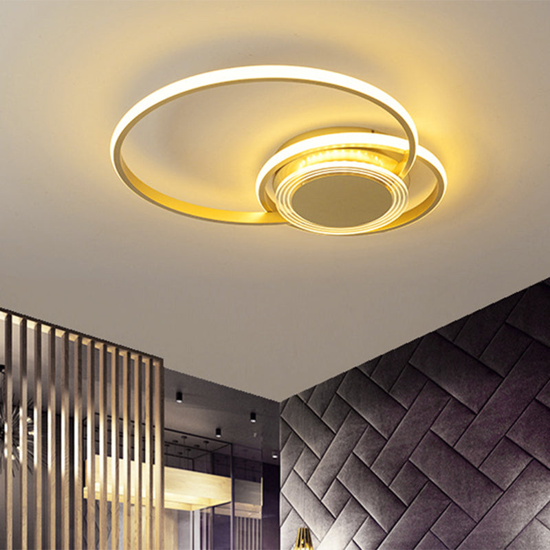 Contemporary Black/Gold Led Metallic Ceiling Flush Mount - Bedroom Lighting 14/18 Width Gold / 14
