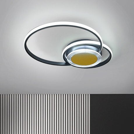 Contemporary Black/Gold Led Metallic Ceiling Flush Mount - Bedroom Lighting 14’/18’ Width
