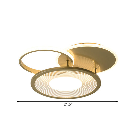 Modern Metallic Led Semi Flush Light Fixture - Gold 18’/21.5’ Width