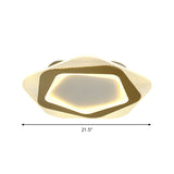 Modern Gold Metal Flush Mount Ceiling Light: Hexagon/Pentagon Shape Led 18/21.5 Width - Perfect For