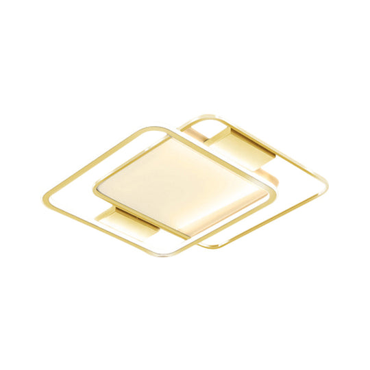 Minimal Dual Rhombus Flush Light - Gold Finish Led Metal Lamp (16.5’/20.5’ Wide) In Warm/White