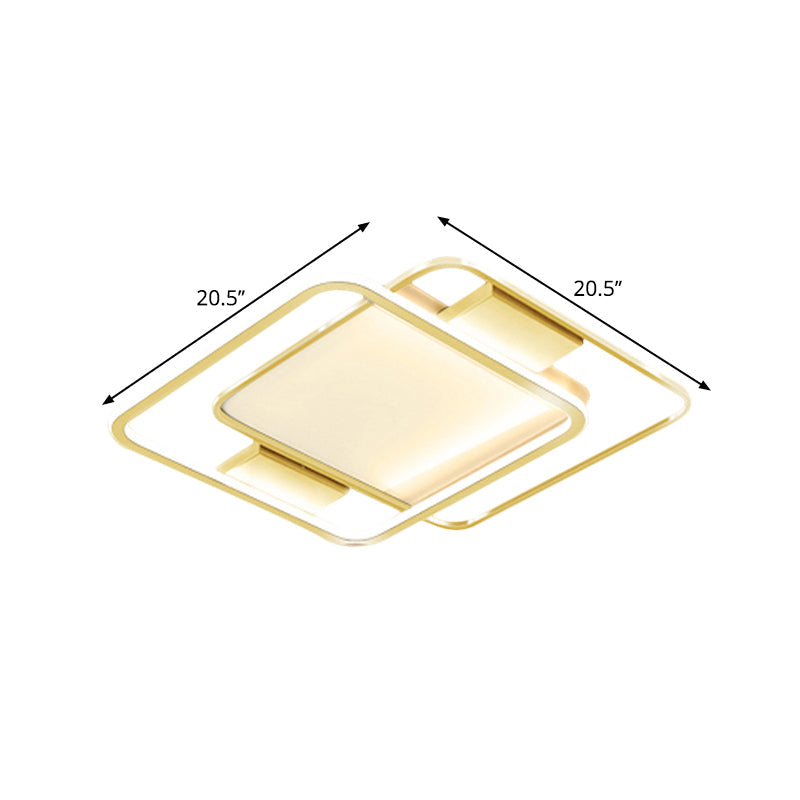Minimal Dual Rhombus Flush Light - Gold Finish Led Metal Lamp (16.5’/20.5’ Wide) In Warm/White