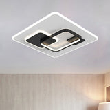 Minimalist Squared Metal Lamp Fixture With Black/Gold Led Flush Lighting For Bedroom (16/19.5 Width)