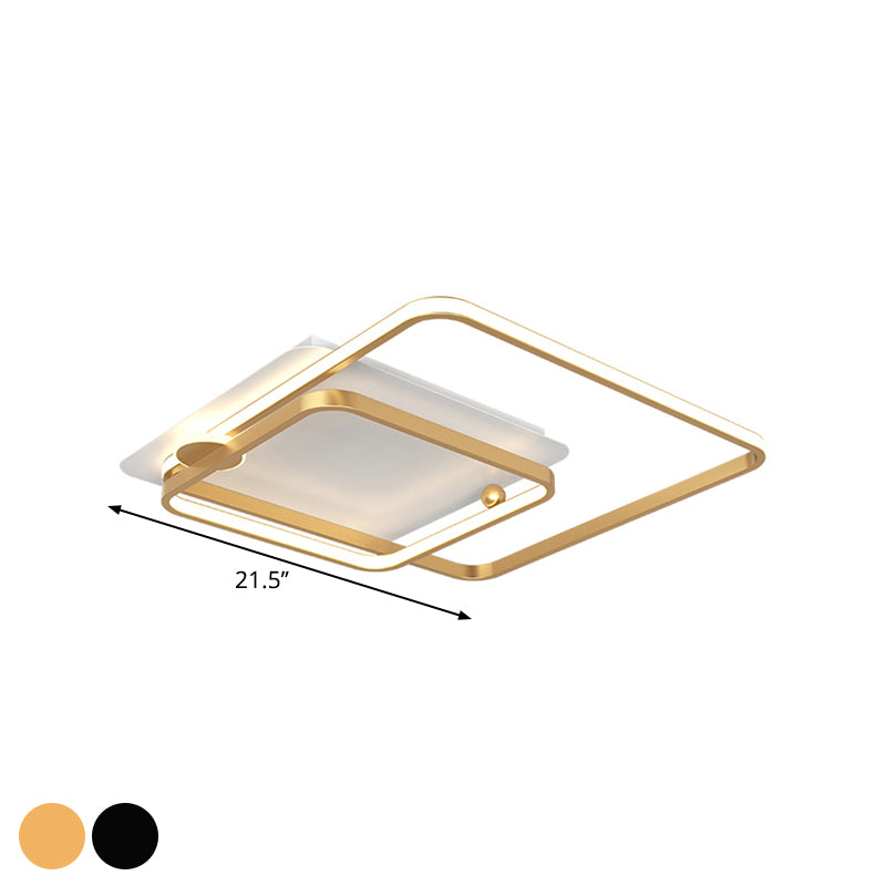 Modern Rhombus Frame Led Flush Light In Black/Gold 18/21.5 Sizes Warm/White Option