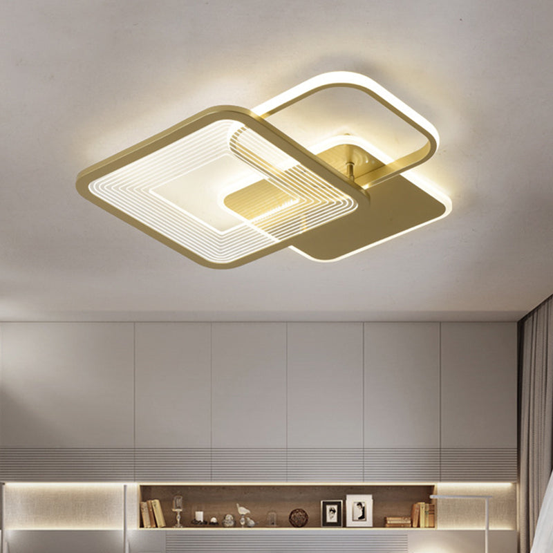 Gold Square Led Flushmount Ceiling Light For Bedroom 16/19.5 W / 16
