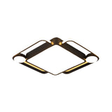 Modern Black Rhombus Led Ceiling Flush Mount For Bedroom - 18/21.5 Wide In Warm/White Light