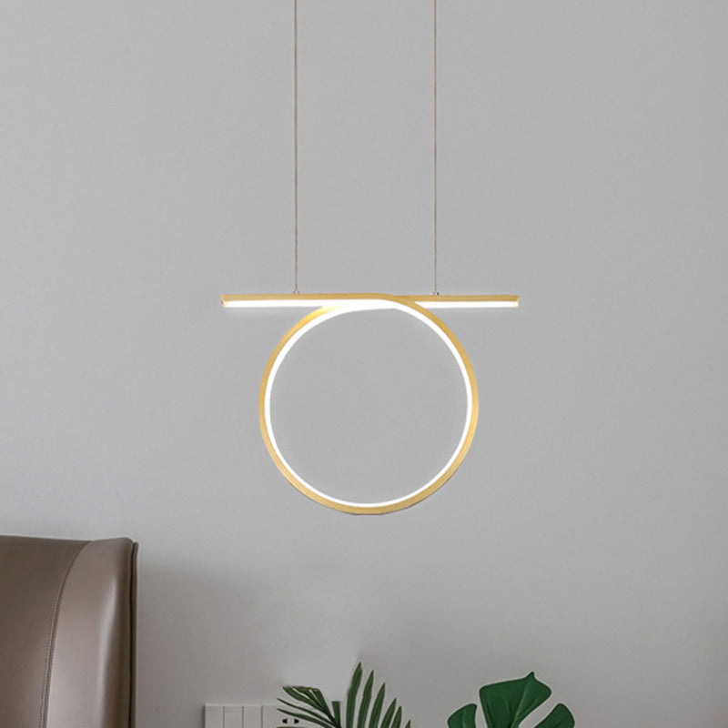 Gold Nordic Led Ring Light For Dining Hall Suspension
