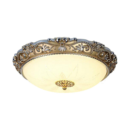 Led Milk Glass Brass Flushmount Ceiling Light - Traditional Style (12/16 Wide)