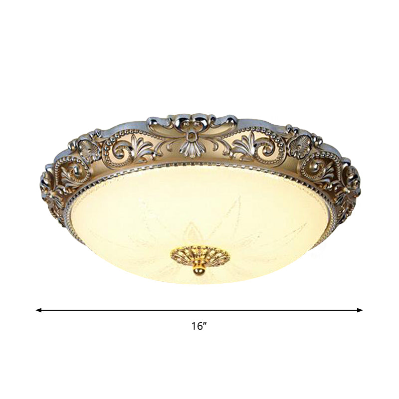 Led Milk Glass Brass Flushmount Ceiling Light - Traditional Style (12/16 Wide)