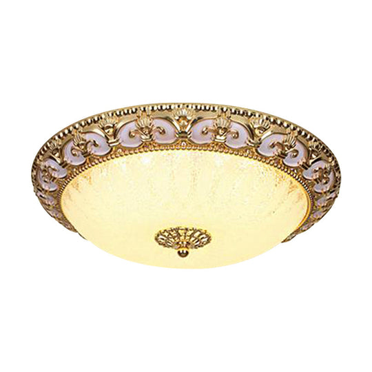 Gold Bowl Ceiling Light Fixture - Retro Milky Glass With Led 12/16 Bedroom Flush Mount Recessed