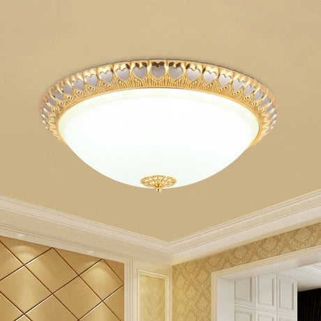 Opaline Glass Led Flush Light With Heart-Edged Dome Shade In Grey/Blue Stylish Ceiling Mount Lamp