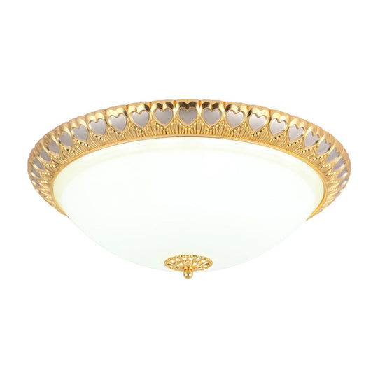 Opaline Glass Led Flush Light With Heart - Edged Dome Shade In Grey/Blue – Stylish Ceiling Mount