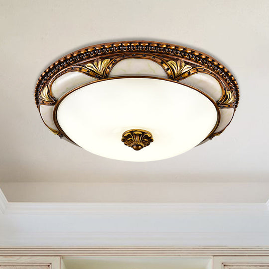 14’/16’/19.5’ Led Floral Cream Glass Ceiling Lamp Fixture In Brass