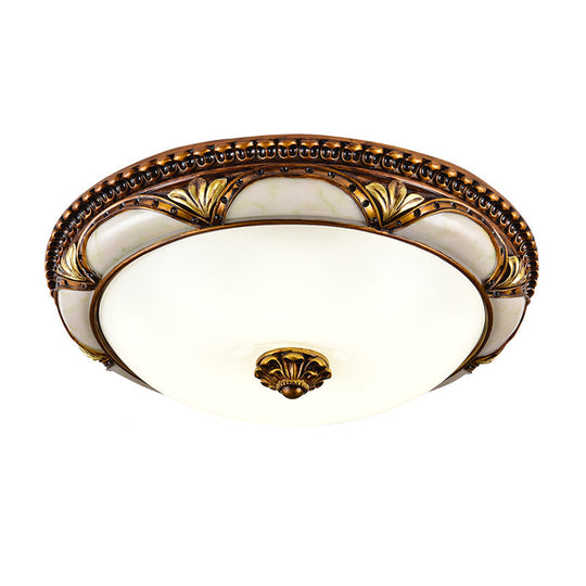 14’/16’/19.5’ Led Floral Cream Glass Ceiling Lamp Fixture In Brass