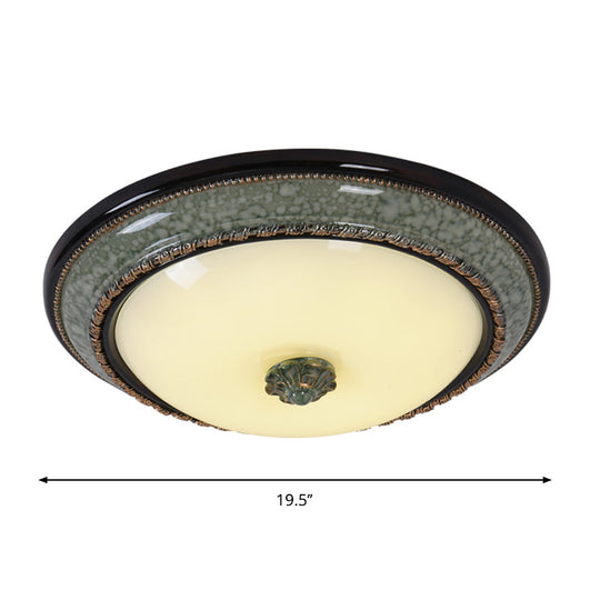 Opal Frosted Glass Bowl Ceiling Light With Led Flush Mount - Classical Bedroom Fixture Faux Marble